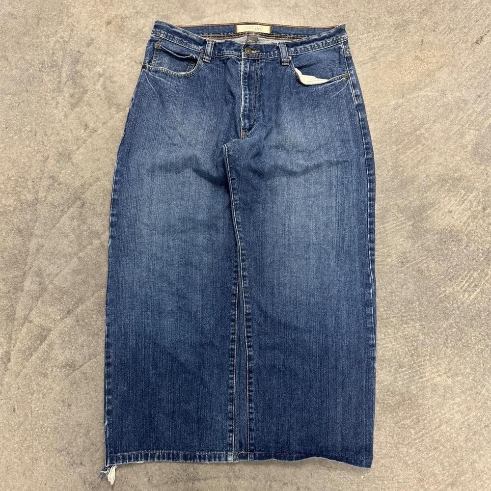 Men's Super Baggy Jeans Urban Up Hemmed Skater Streetwear Rave 36 x 27